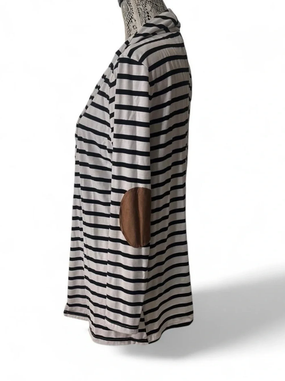 Tickled Teal Striped Open-Front Cardigan - White & Black